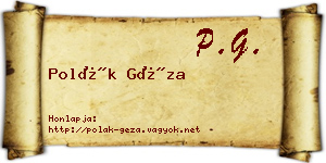 Polák Géza névjegykártya